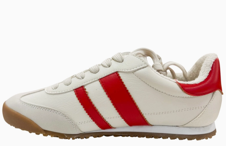 Madrid Sneaker in Beige and Red