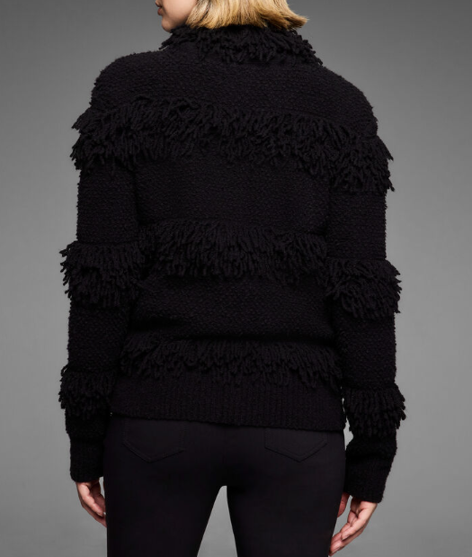 Placed Black Fringe Jacket