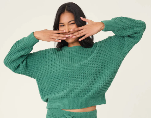 Chenille Waffle Long Sleeve Top