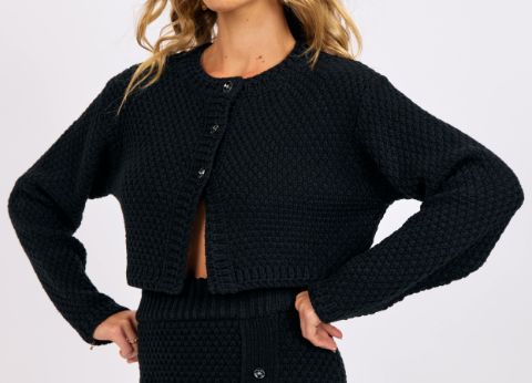 Odessa Waffle Stitch Crop Cardigan
