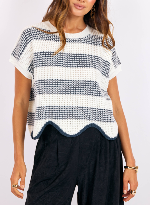 Missed Connections Scalloped Hem Sweater