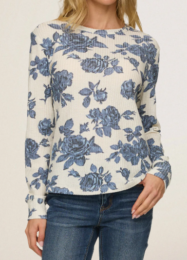 Floral Waffle Long Sleeve
