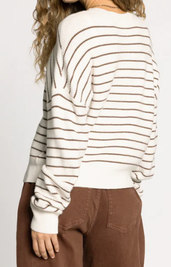 Ely Ivory and Brown Striped Sweater