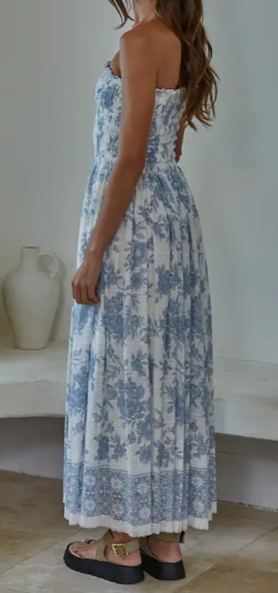 Floral Strapless Midi Dress