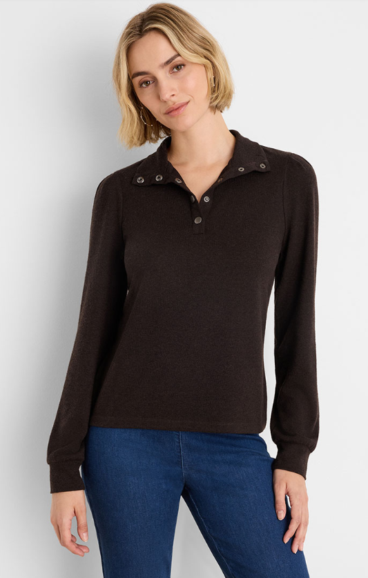 Cozy Puff Sleeve Chocolate Top