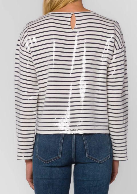 Biata Striped Sequin Top