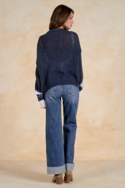 Loose Knit Navy Sweater Cardigan
