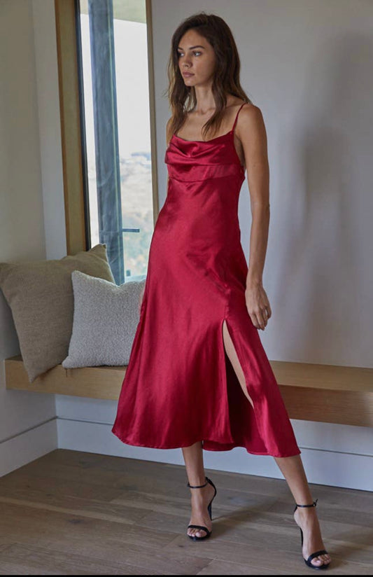 By Together Lucia Red Satin Dress
