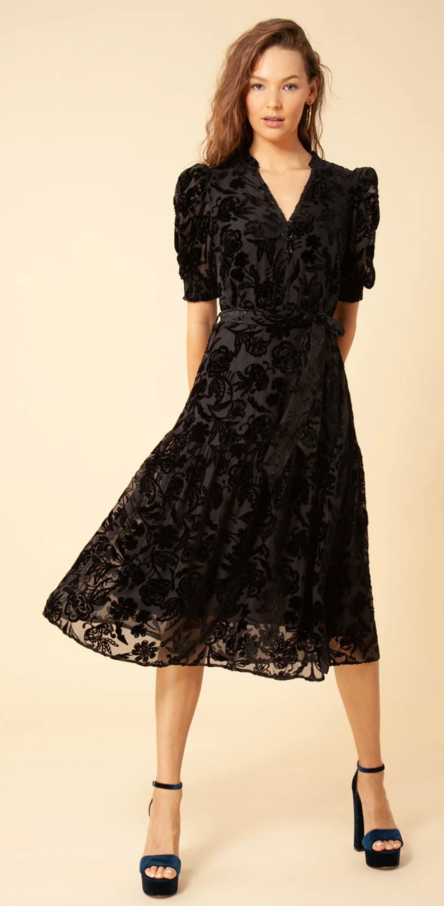 Hale Bob Kimbra Floral Velvet Dress