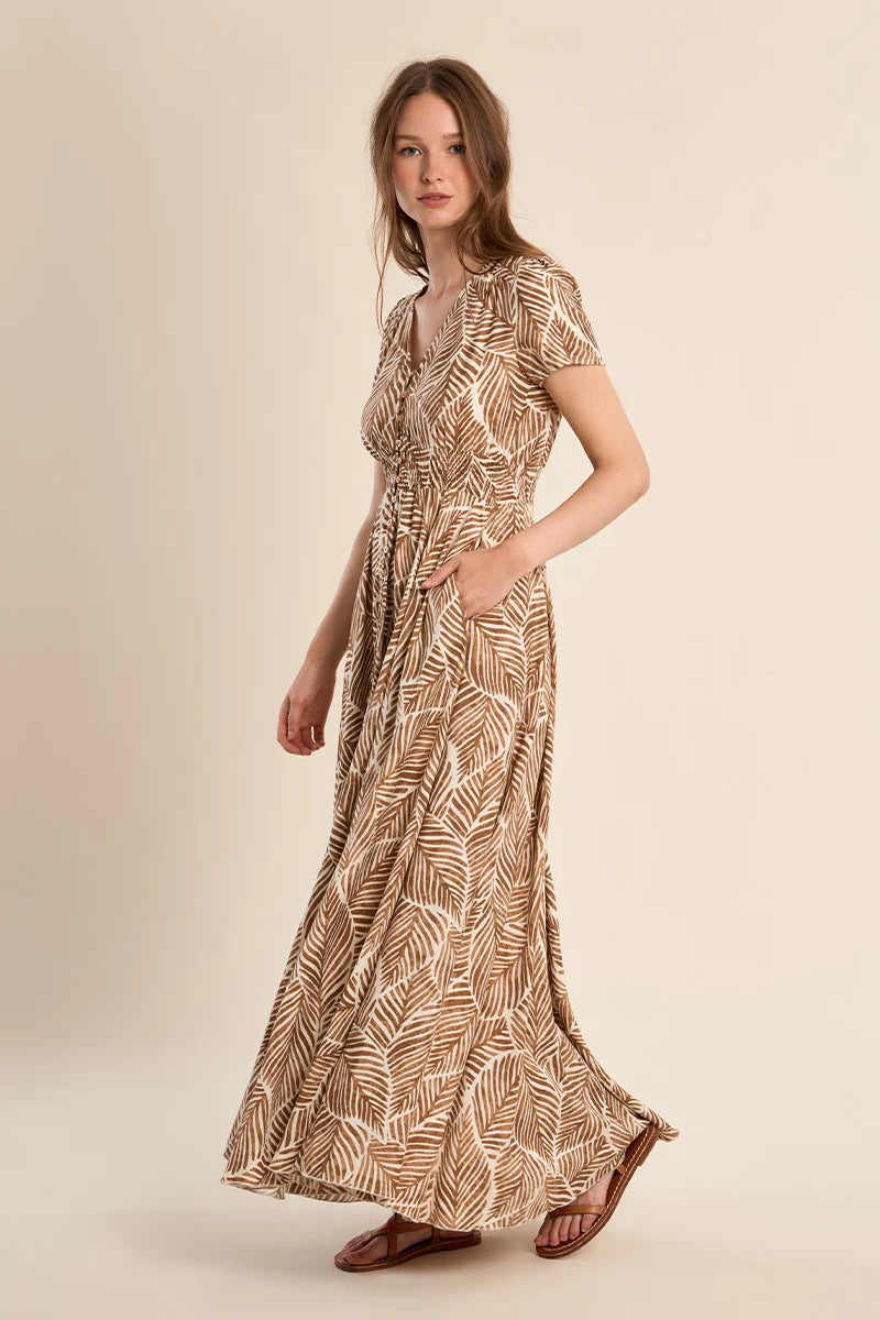 Leafy Print Maxi Dress