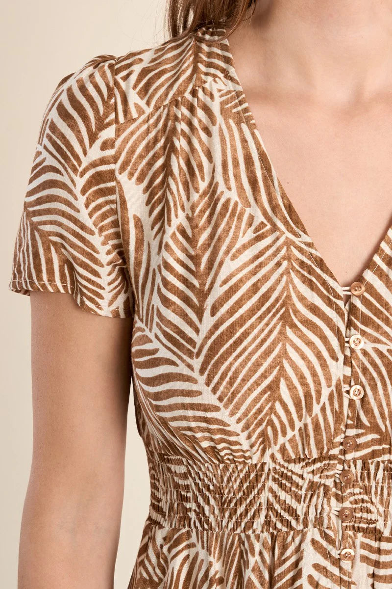 Leafy Print Maxi Dress