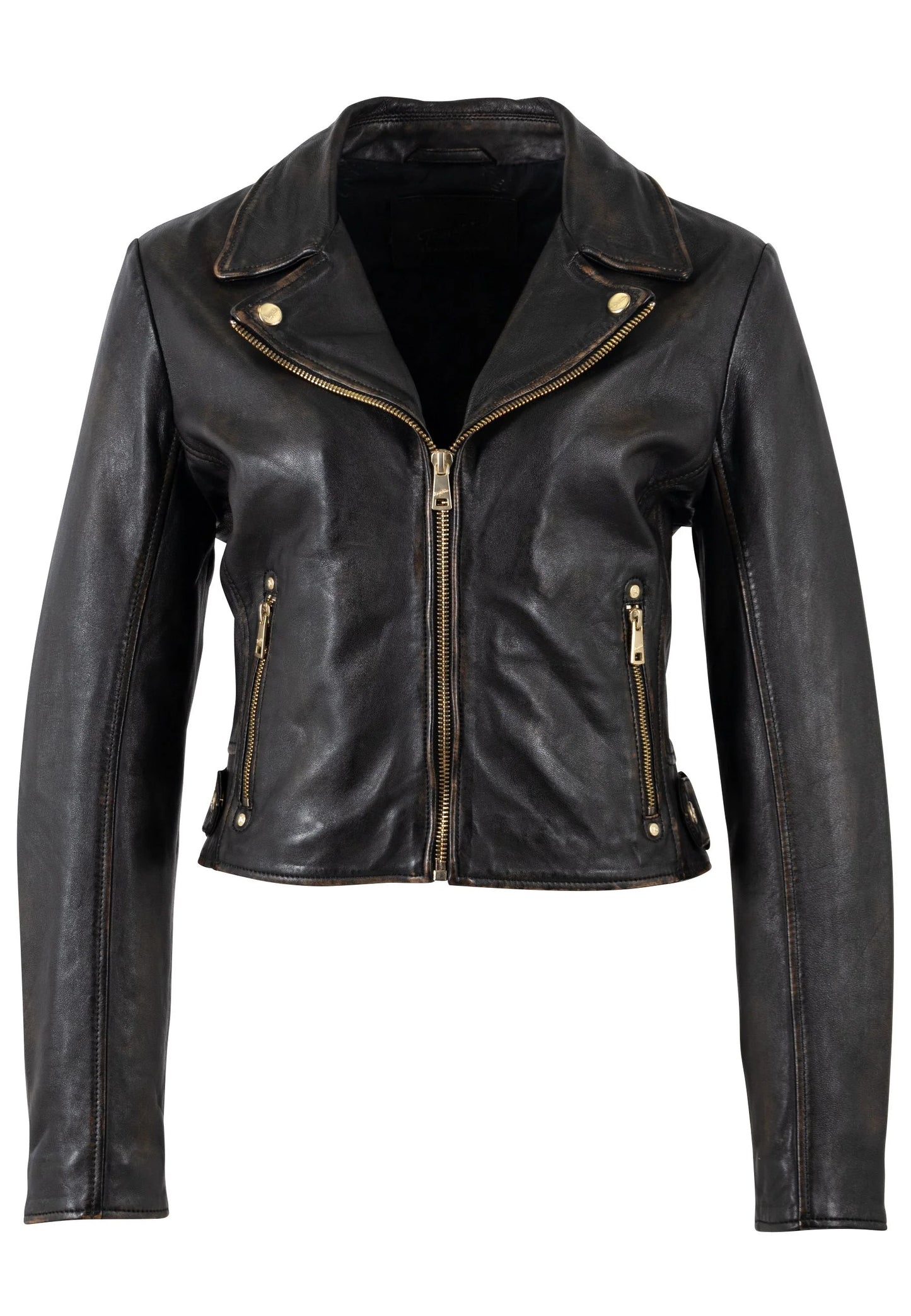 Hazie Antique Black Leather Jacket