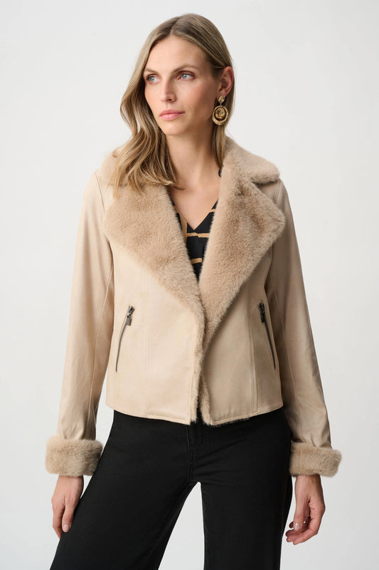 Foiled Faux Suede Moto Jacket