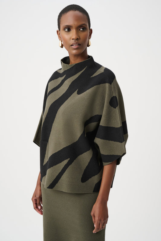 Abstract Funnel Neck Sweater