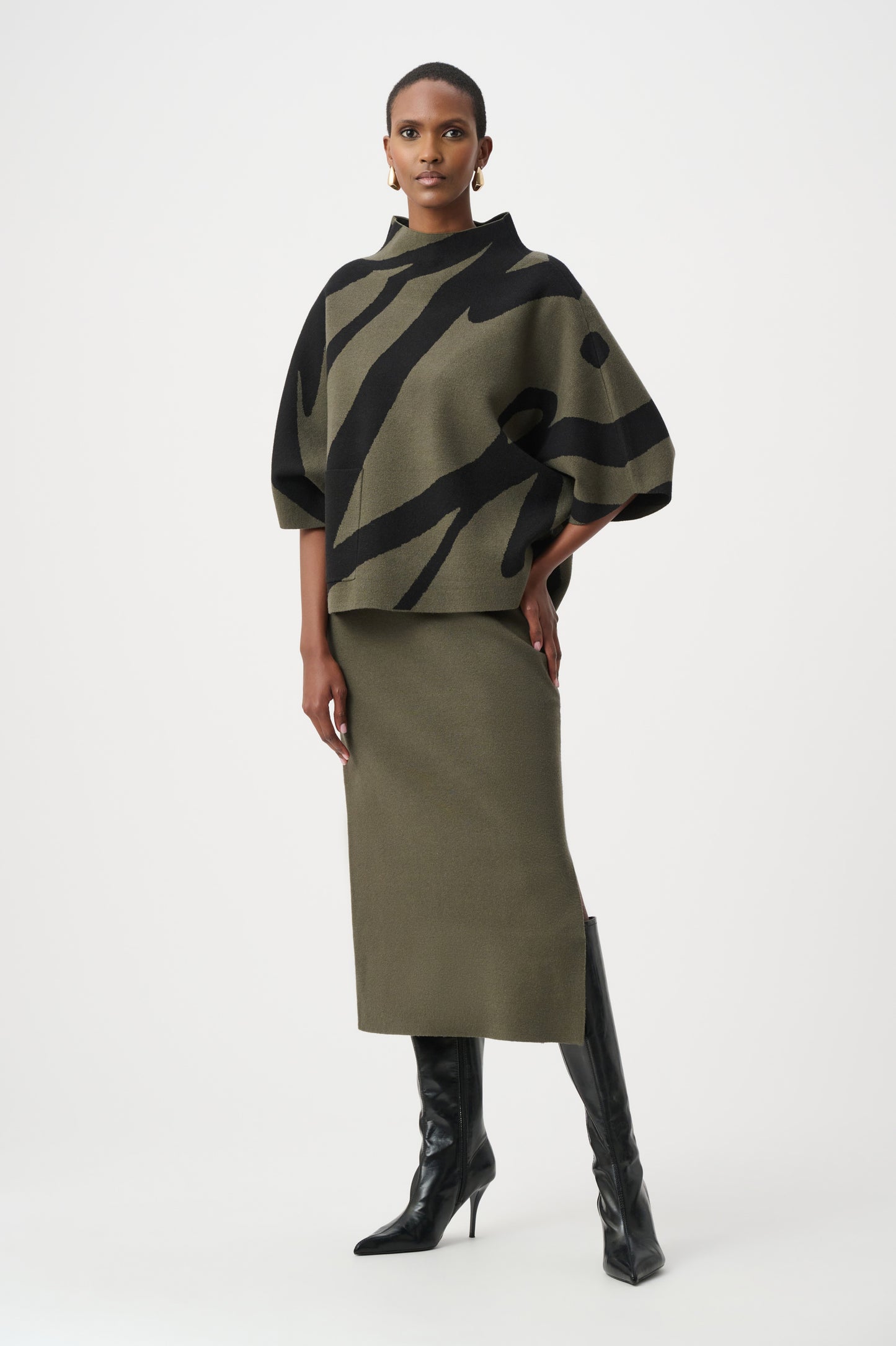 Abstract Funnel Neck Sweater