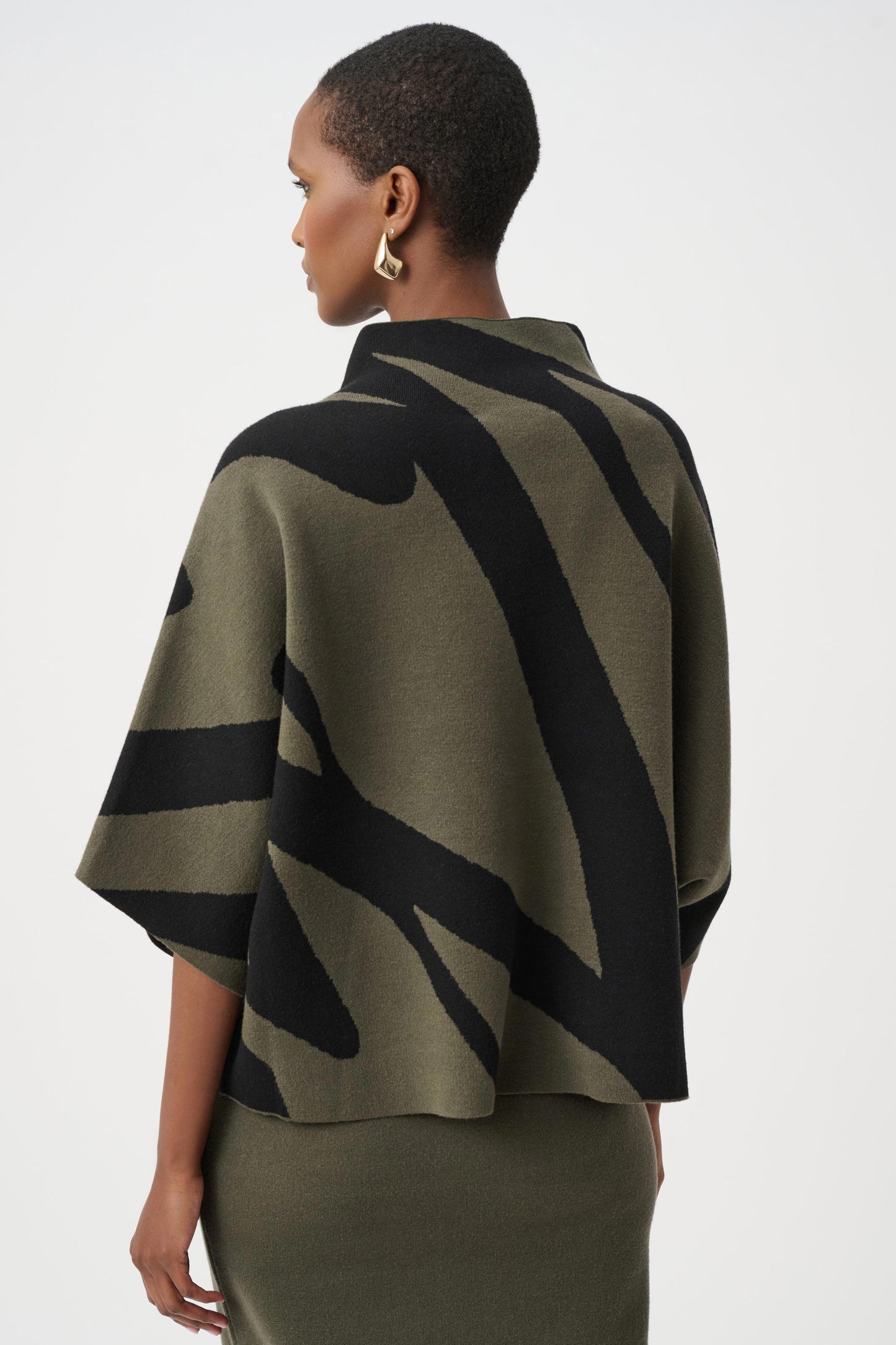 Abstract Funnel Neck Sweater
