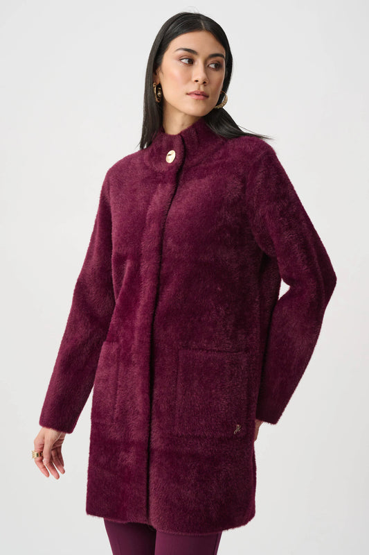 Feather Yarn Mock Neck Coat