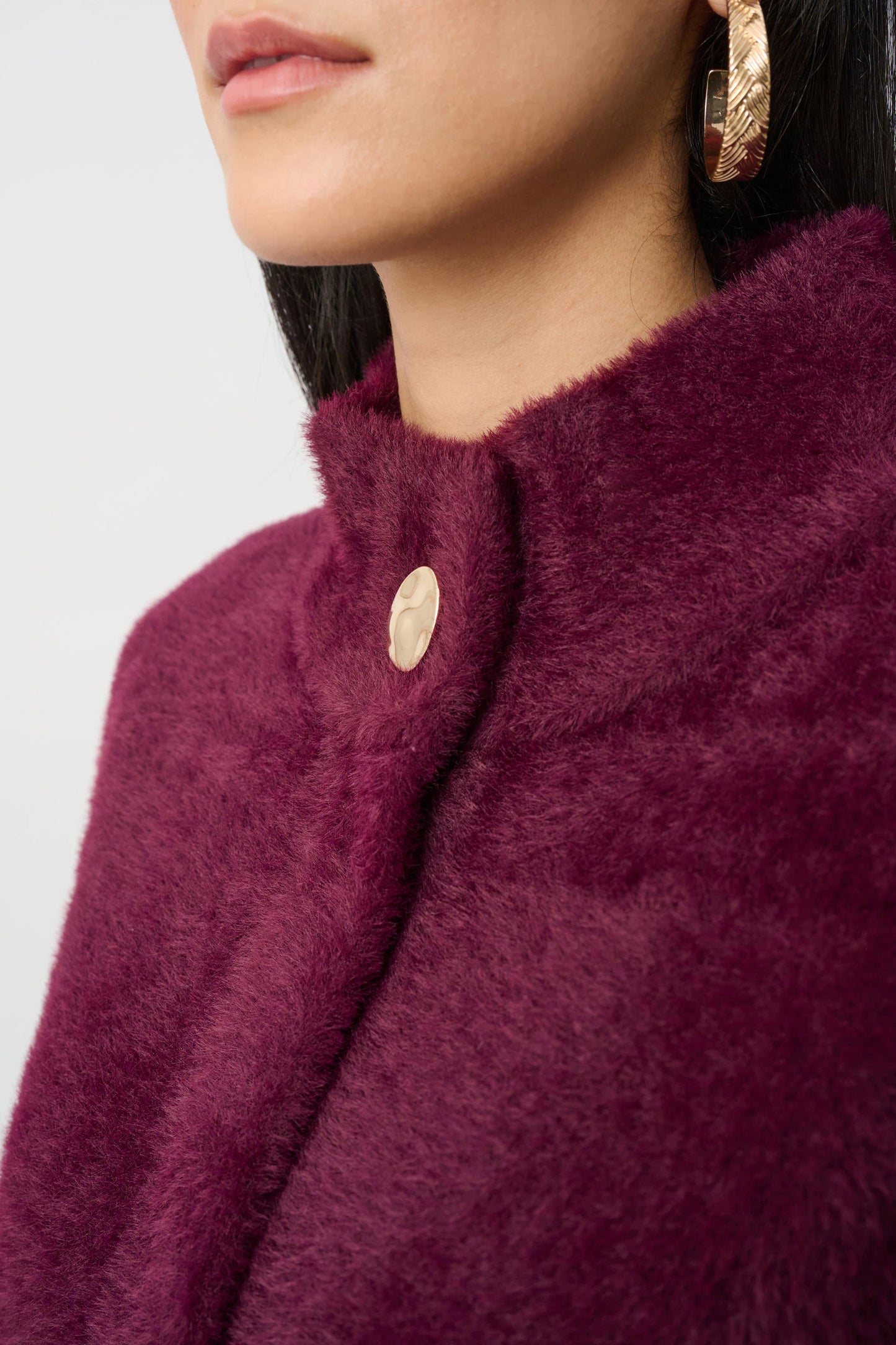 Feather Yarn Mock Neck Coat