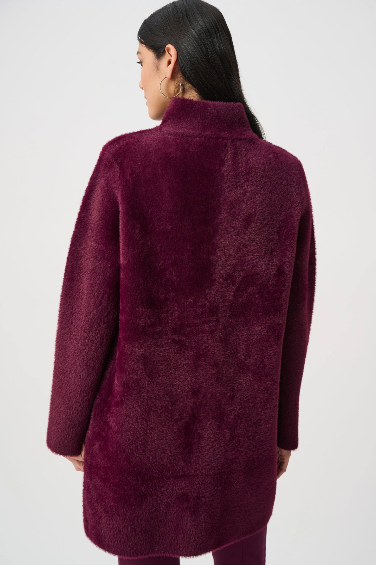 Feather Yarn Mock Neck Coat