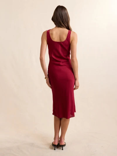 Cowl Neck Red Midi Dress
