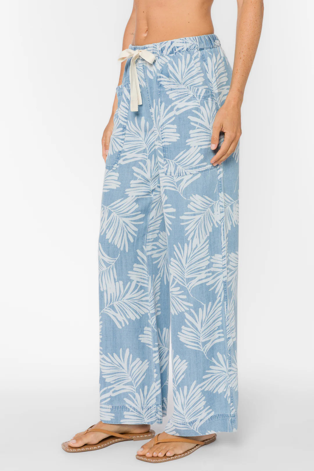 Palm Leaf Drawstring Pants