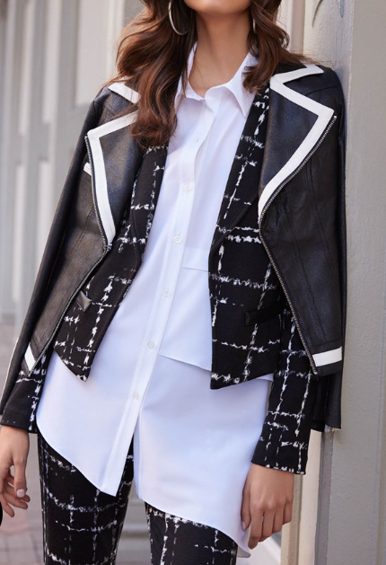 Joseph Ribkoff Knotched Collar Suede Jacket