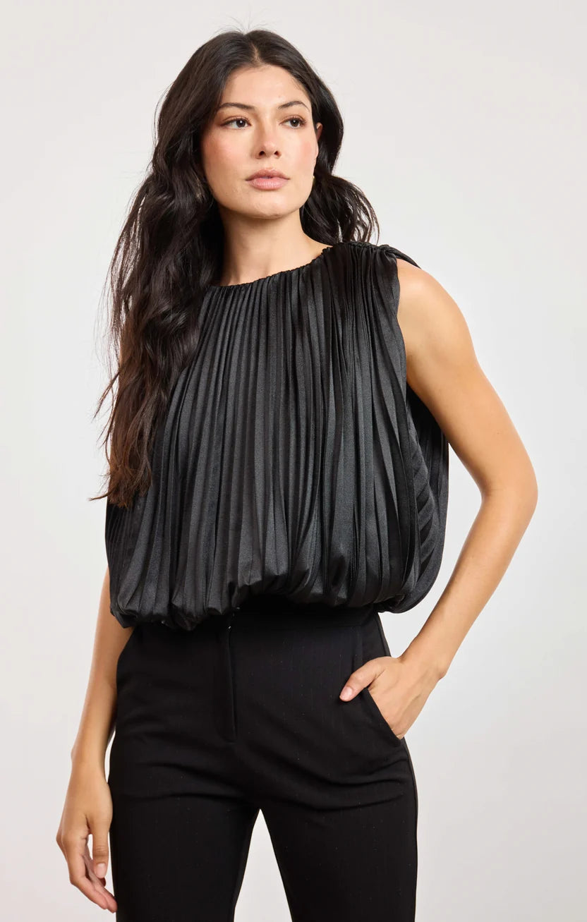 Pleated Bubble Hem Top