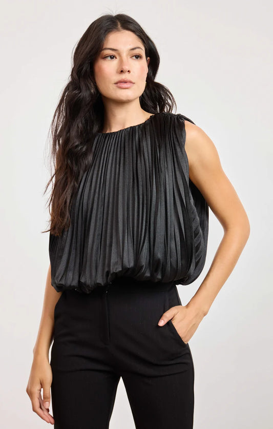 Pleated Bubble Hem Top