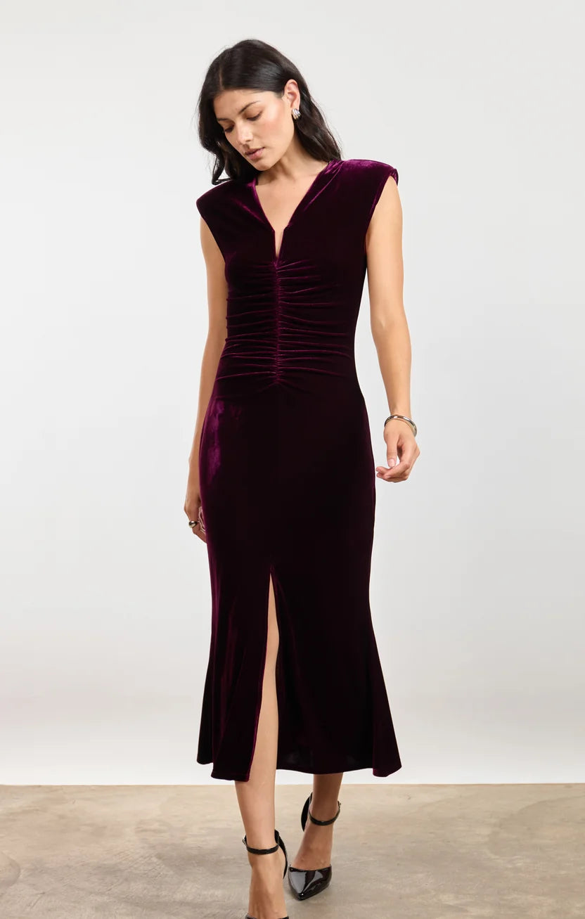 Femme Fatale Velvet Midi Dress