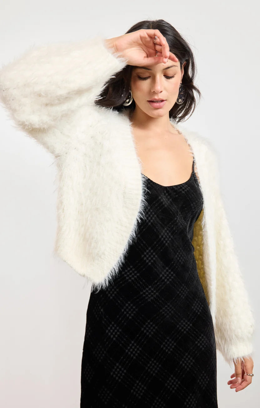 Brandy Ivory Feather Cardigan