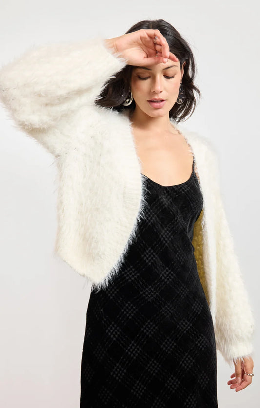 Brandy Ivory Feather Cardigan