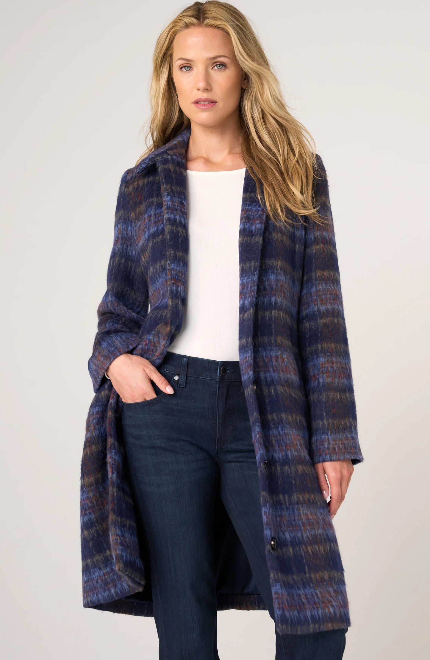 Blue Plaid Swing Coat