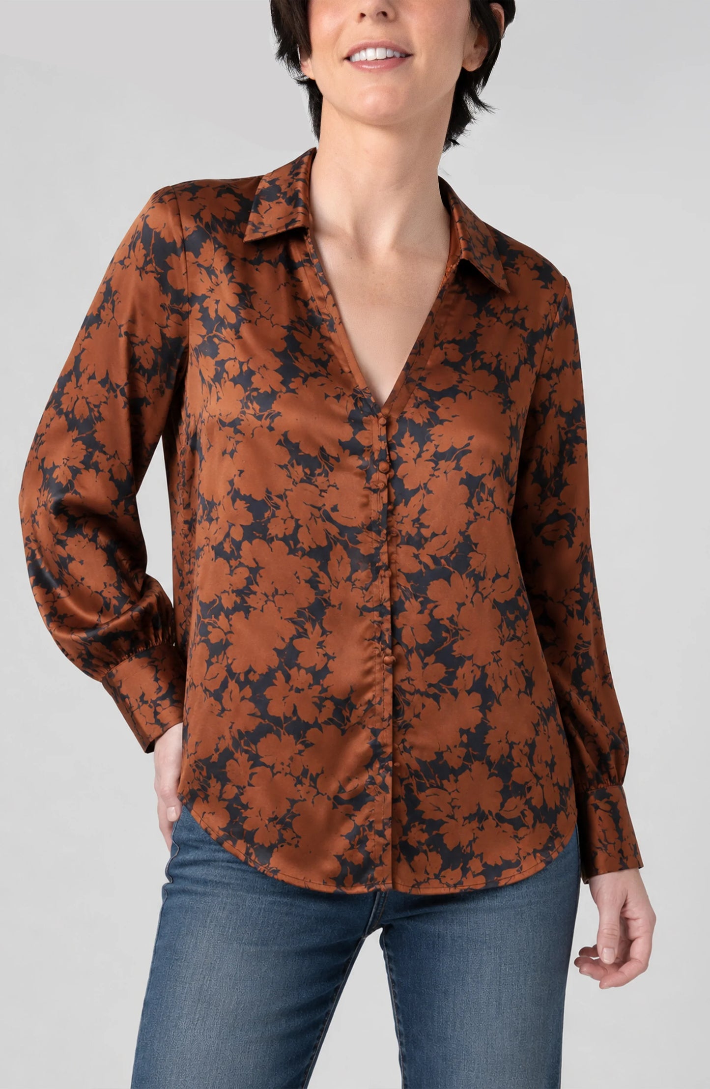 Copper Floral Blouse