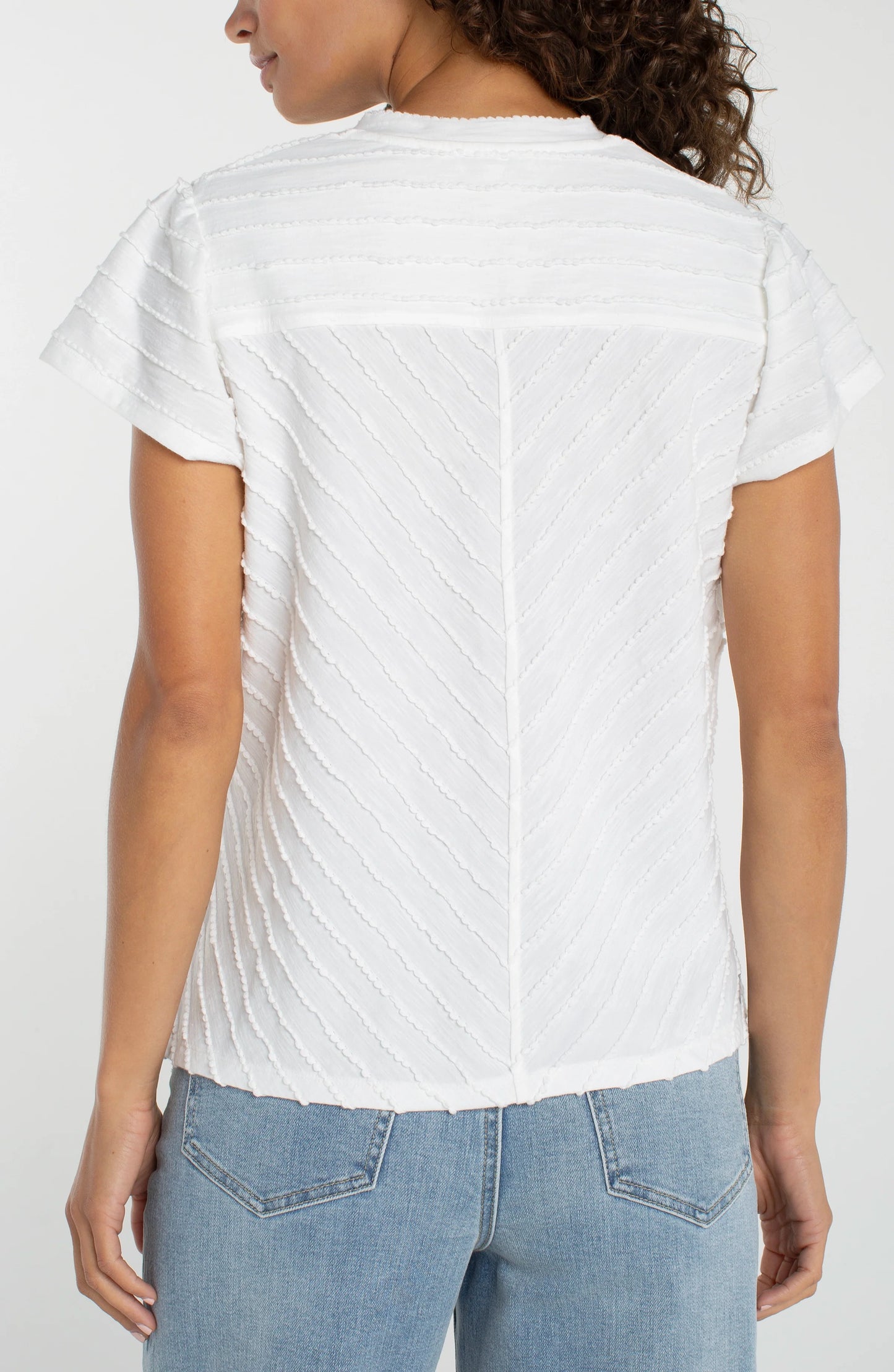 V Neck White Knit Tee