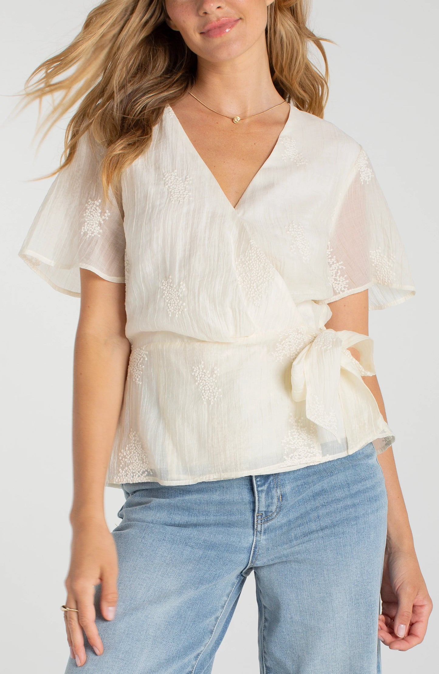 Wrap Front Woven Top