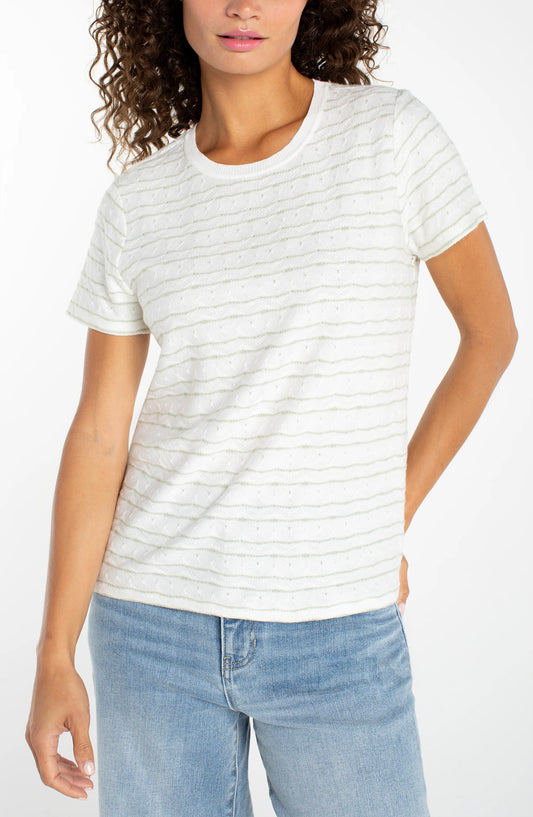 Crew Neck Stripe Knit Tee