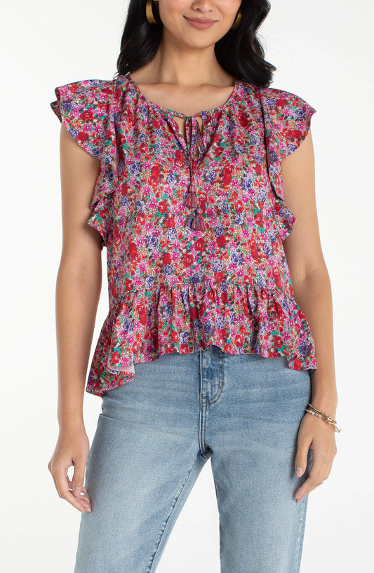 Floral Print Peplum Top