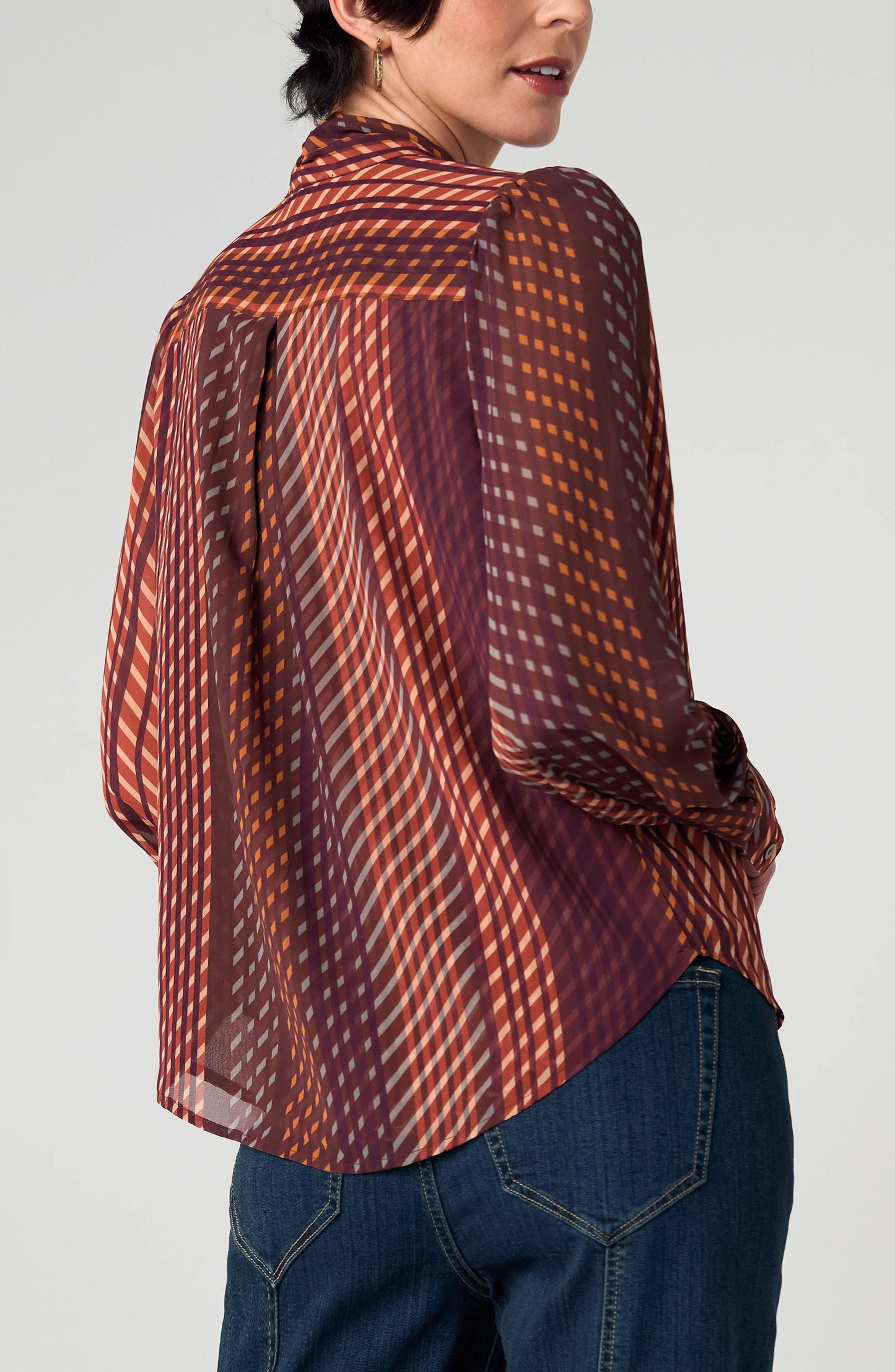 Fall Woven Blouse with Neck Tie