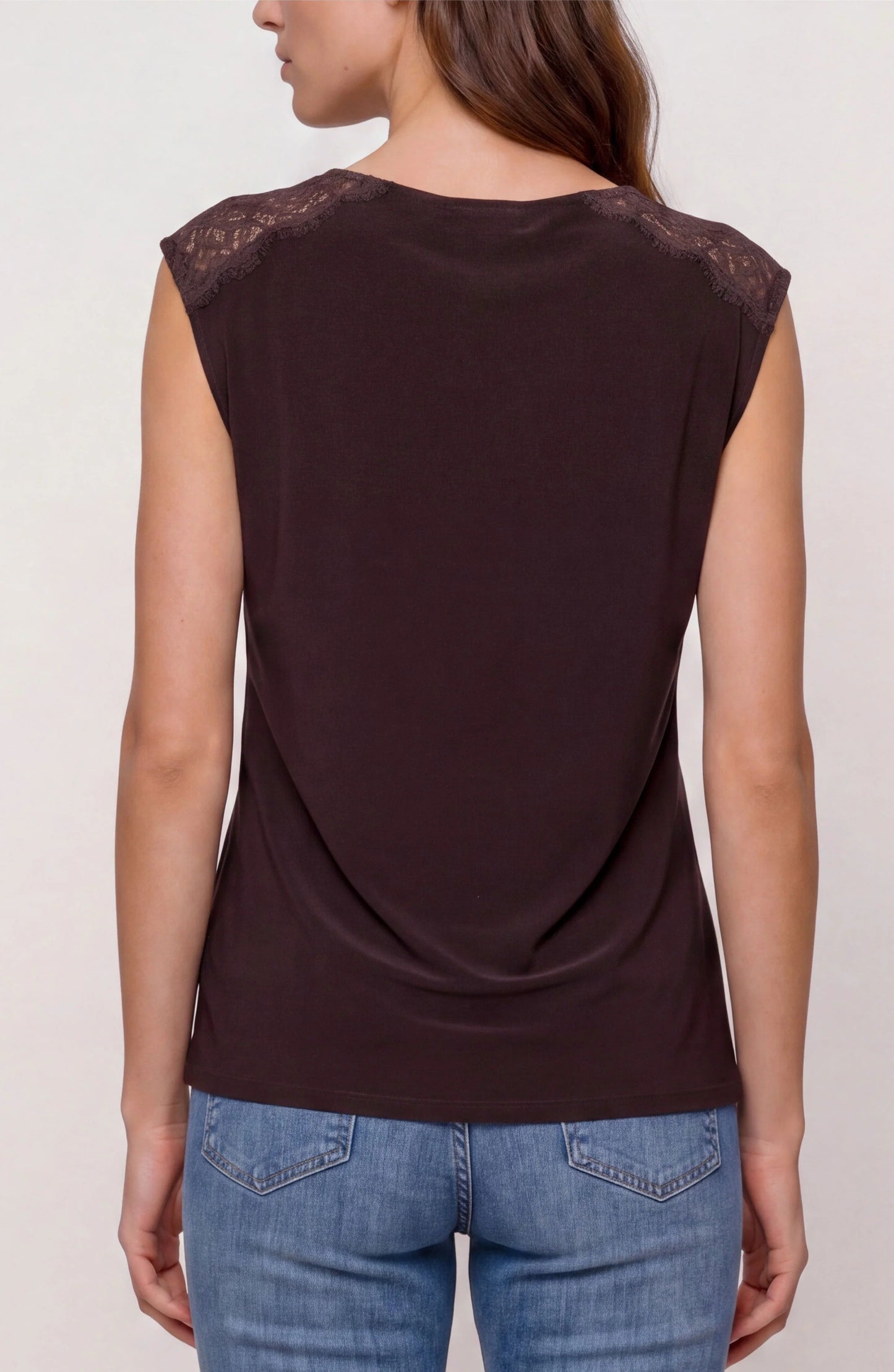 Drape Neck Sleeveless Knit Top