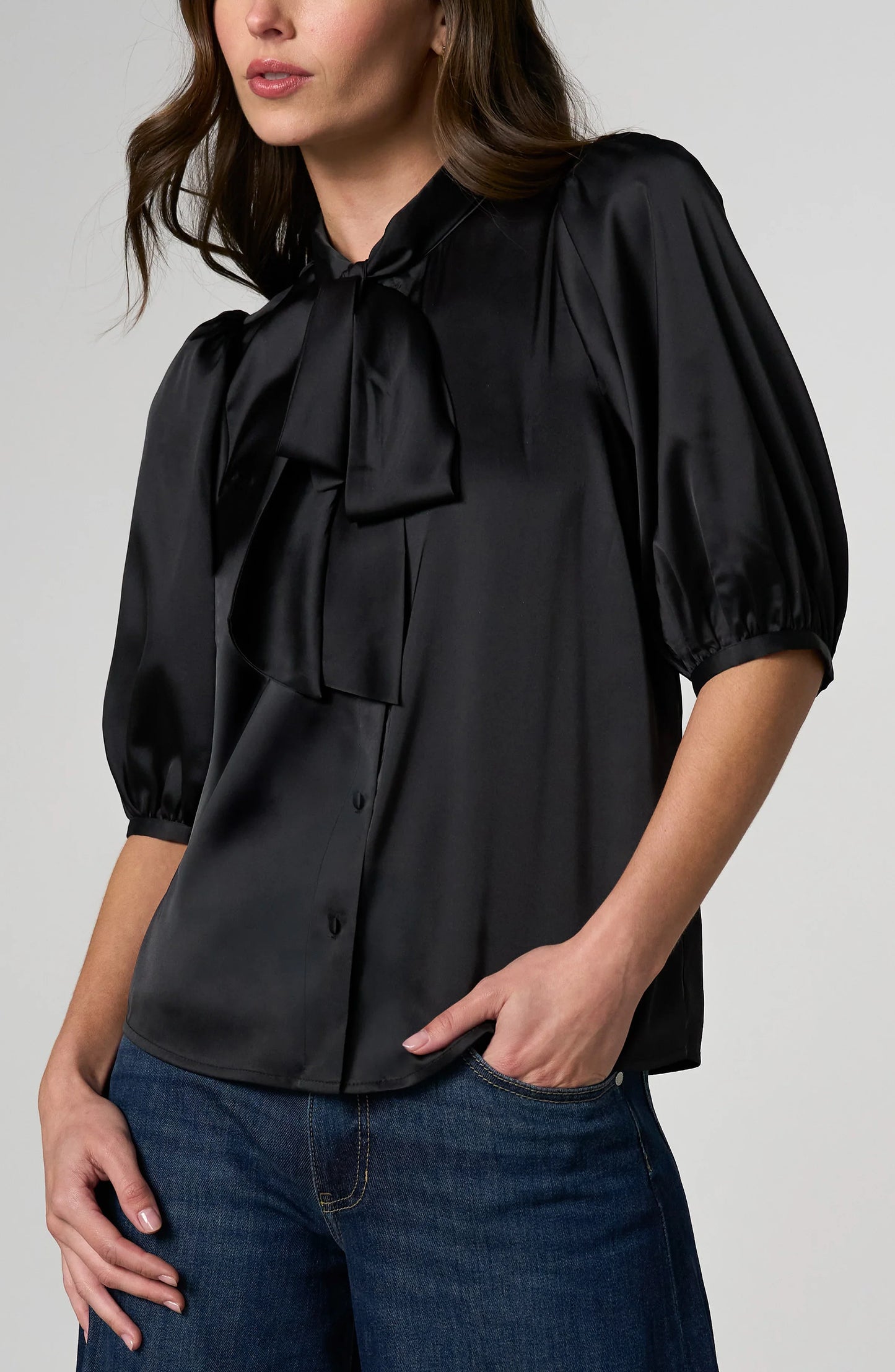 Black Puff Sleeve Blouse