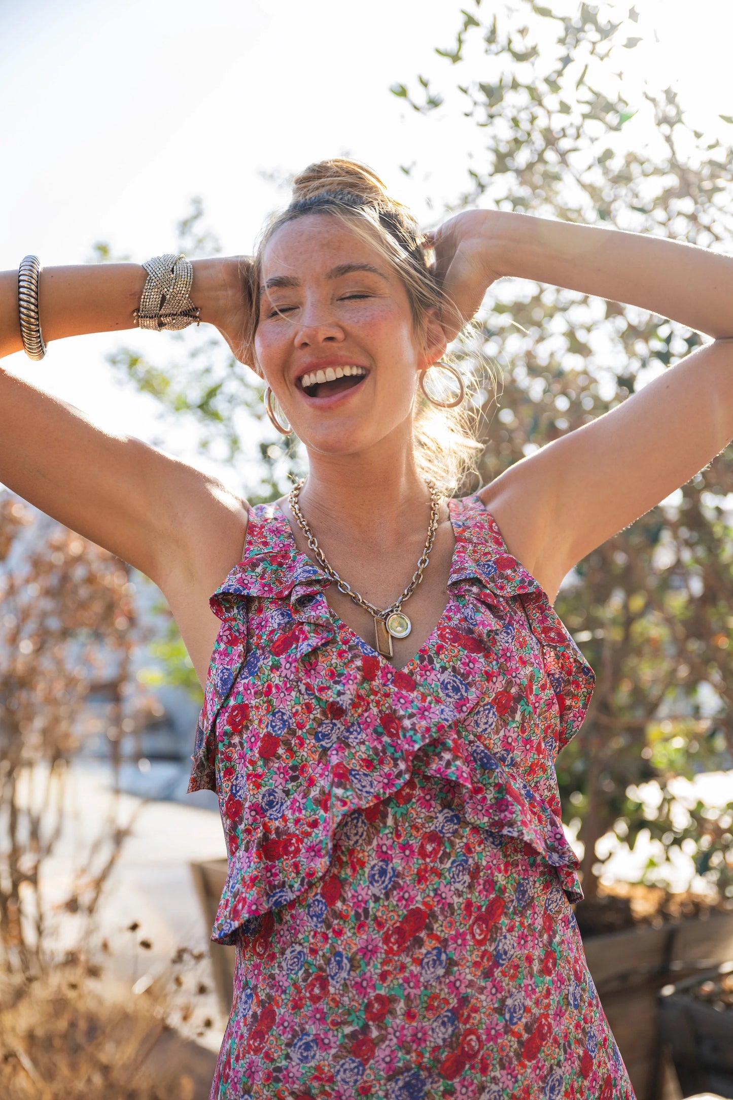 Sleeveless Floral Print Maxi Dress
