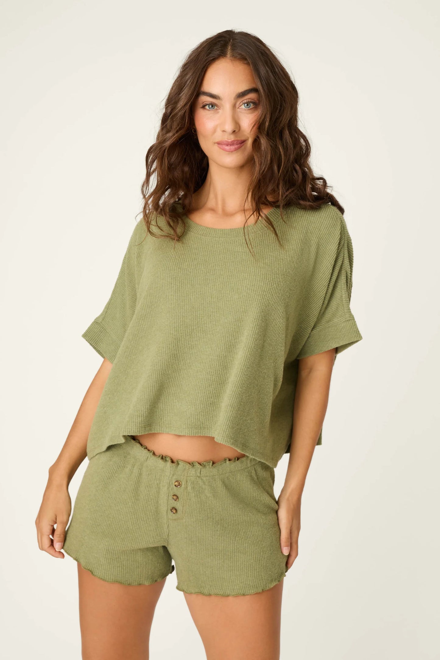 Olive Rib Knit Tee