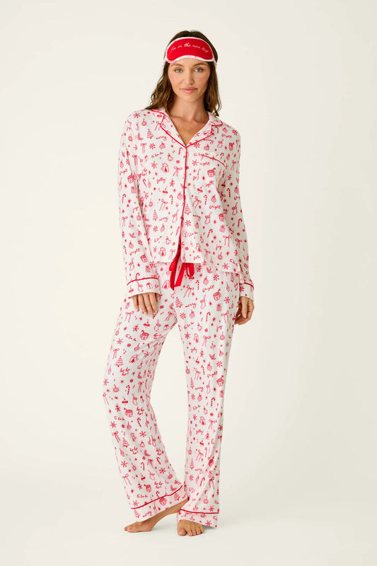 Femme de Noel Holiday Print 3-Piece PJ Set