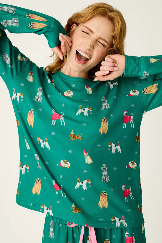 Merry Mutts Dog Print Long Sleeve Top