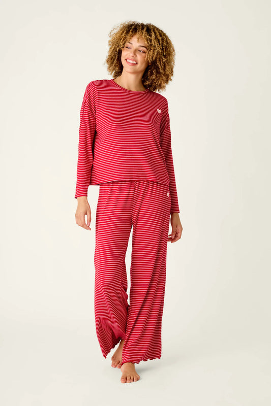 Icon Stripes Red Long Sleeve PJ Set