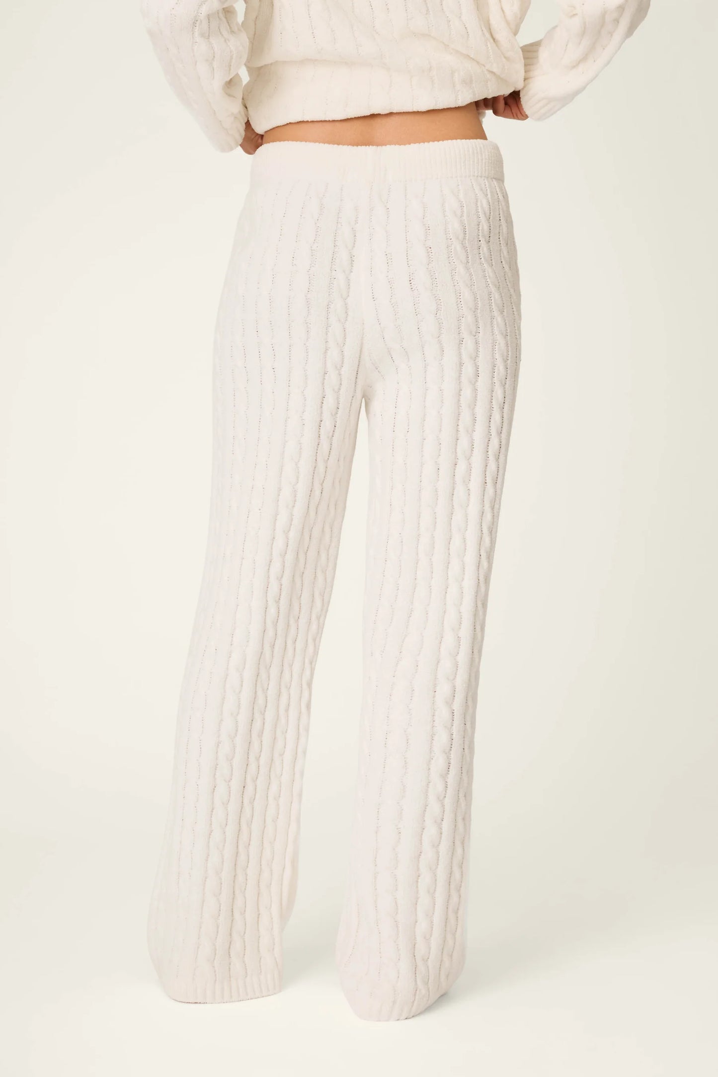 Ivory Cable Knit Chenille Pants