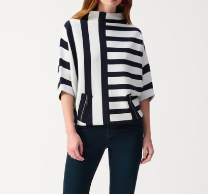 Joseph Ribkoff Jacquard Strip Sweater