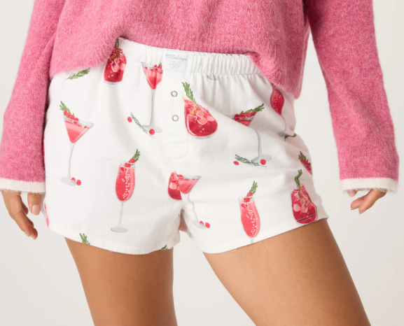 P.J. Salvage Cranberries and Cocktails Flannel Shorts