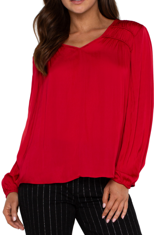 Liverpool Long Sleeve Blouse - Tango Red