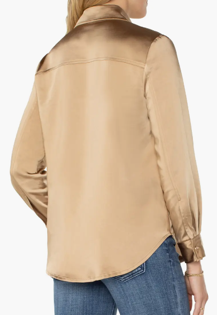 Longline Satin Shacket - Gold